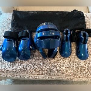 Youth Proforce Lightning martial arts sparring gear with black mesh bag